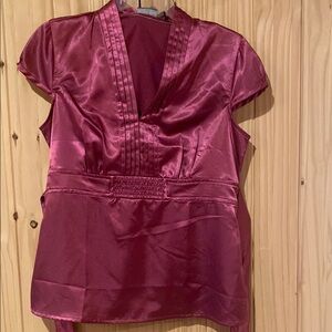 Womens Fitted Pleated Mandarin Collar Blouse